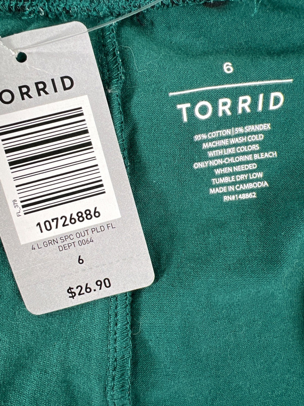 Torrid Women’s Green Plaid Holiday Pull On Leggings - Plus 6