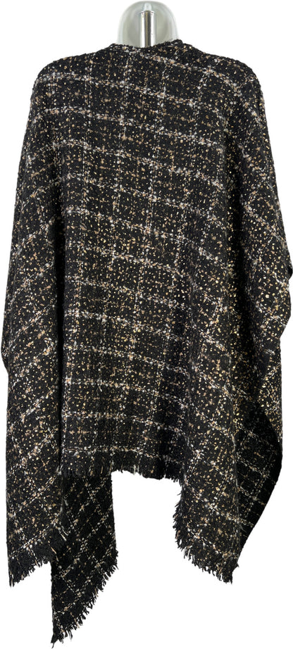 Chico’s Women’s Black/Gold Metallic Wrap Sweater - One Size