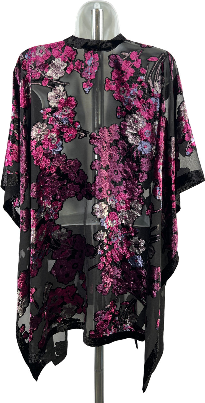 J.Jill Women’s Black Velour/Sheer Open Front Wrap - One Size