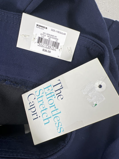 Croft and Barrow Women’s Navy Blue Stretch Capri Pull On Pants - 4