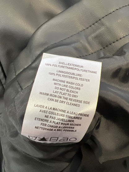 Vigoss Women’s Black Faux Leather Full Zip Cropped Moto Jacket - M