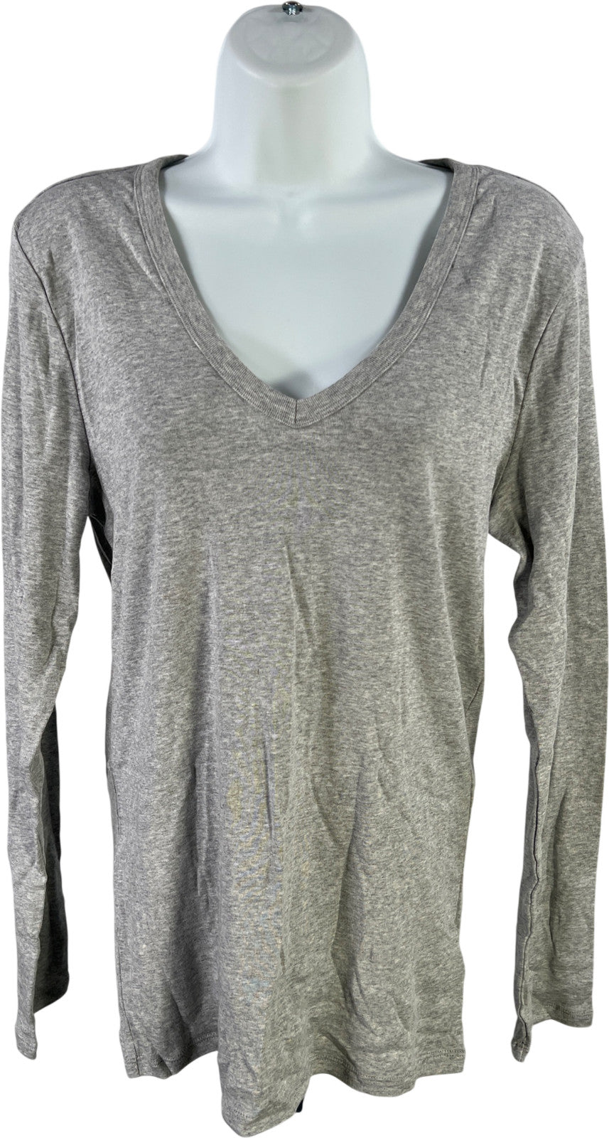 Gap Women’s Gray Favorite Long Sleeve V-Neck T-Shirt - L