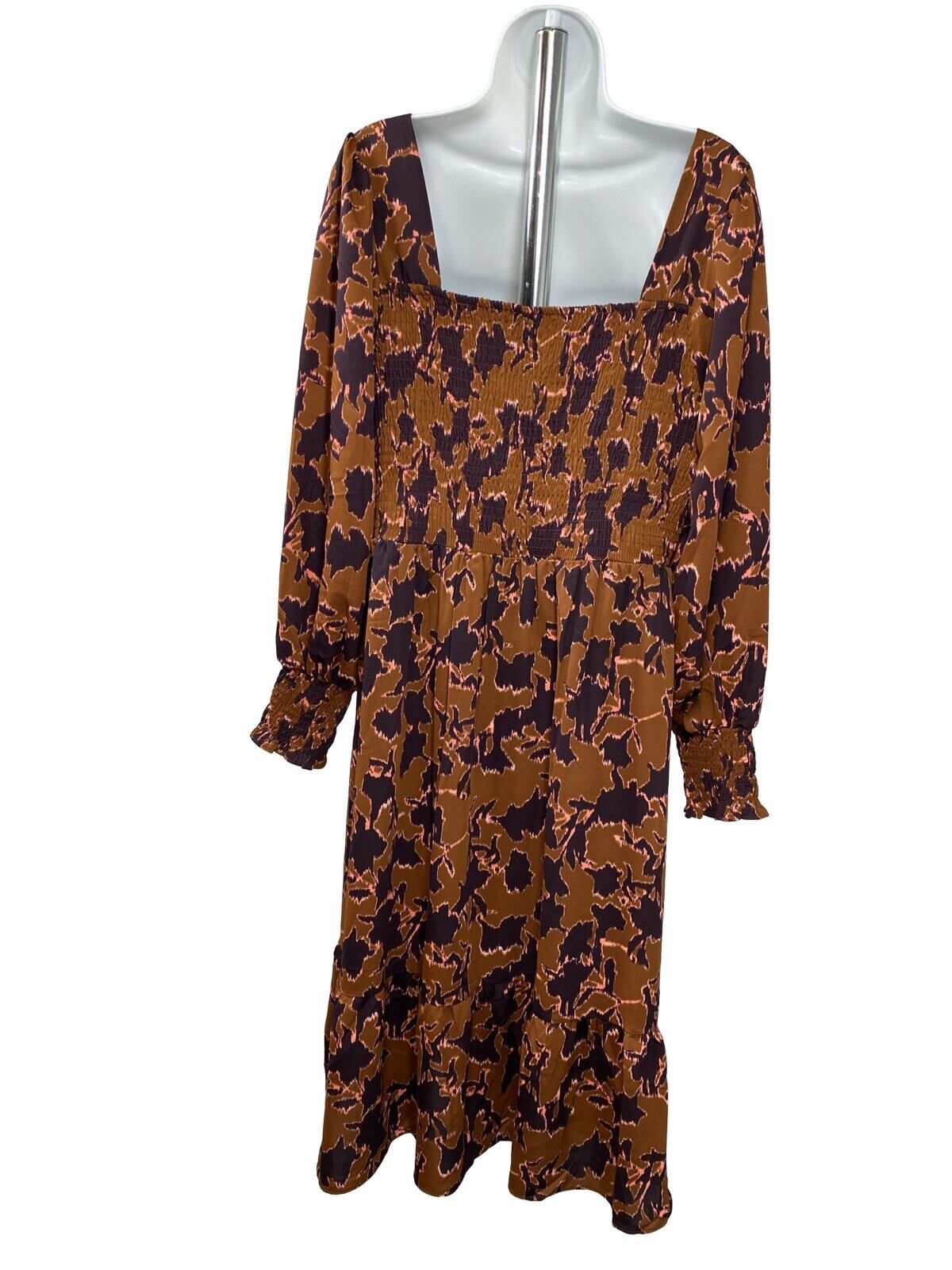NEW Nine West Women's Brown Off Shoulder Tea Smocked Dress - XXL