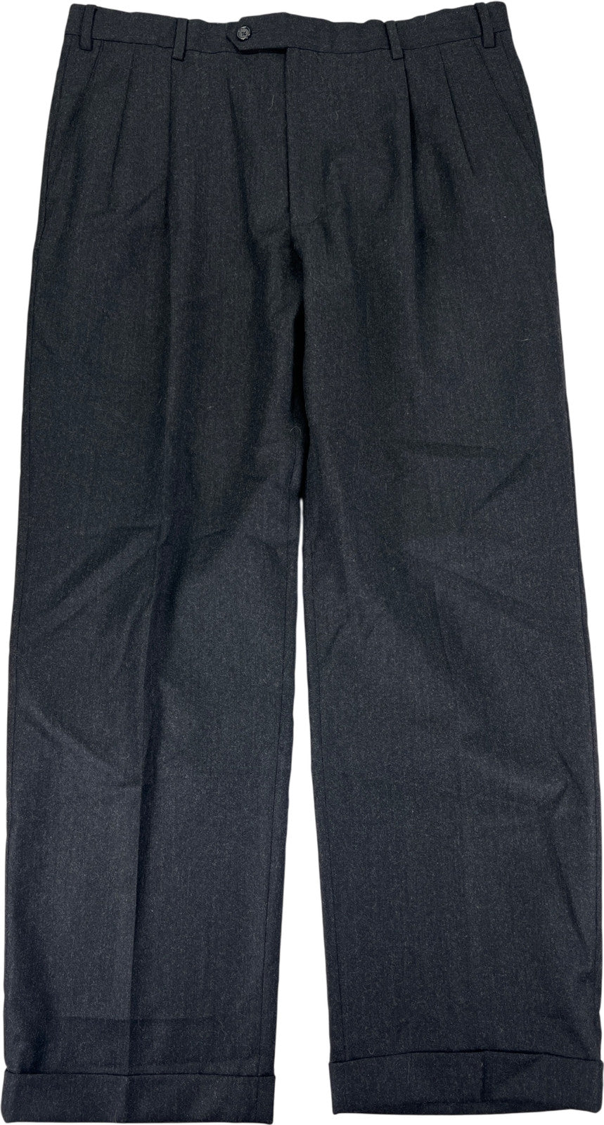 Enzo Mantovani Men’s Black Wool/Cashmere Blend Dress Pants - 36X30