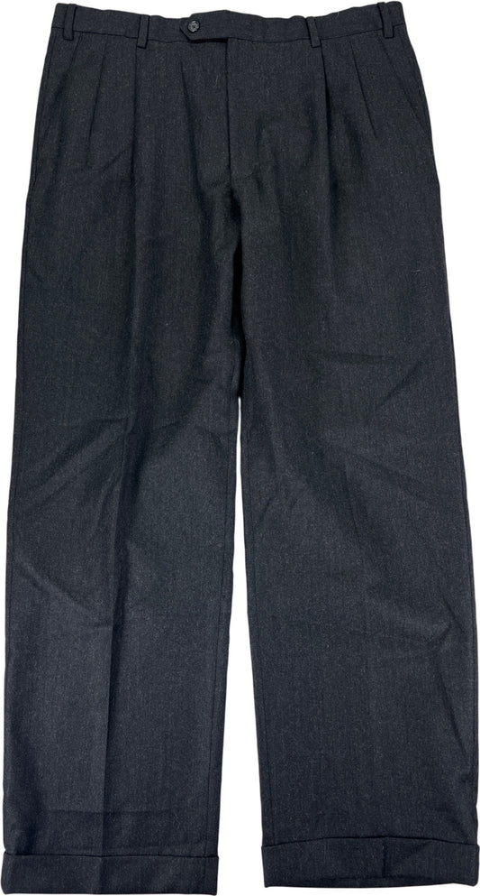 Enzo Mantovani Men’s Black Wool/Cashmere Blend Dress Pants - 36X30