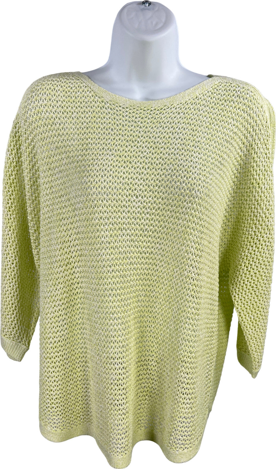 J.Jill Women’s Green Open Knit 3/4 Sleeve Sweater - S