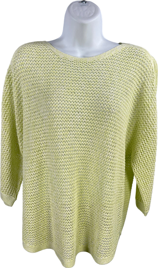 J.Jill Women’s Green Open Knit 3/4 Sleeve Sweater - S