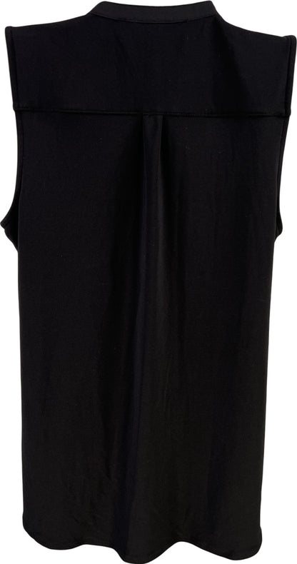 White House Black Market Women’s Black Sleeveless Ruffle Front Blouse - S