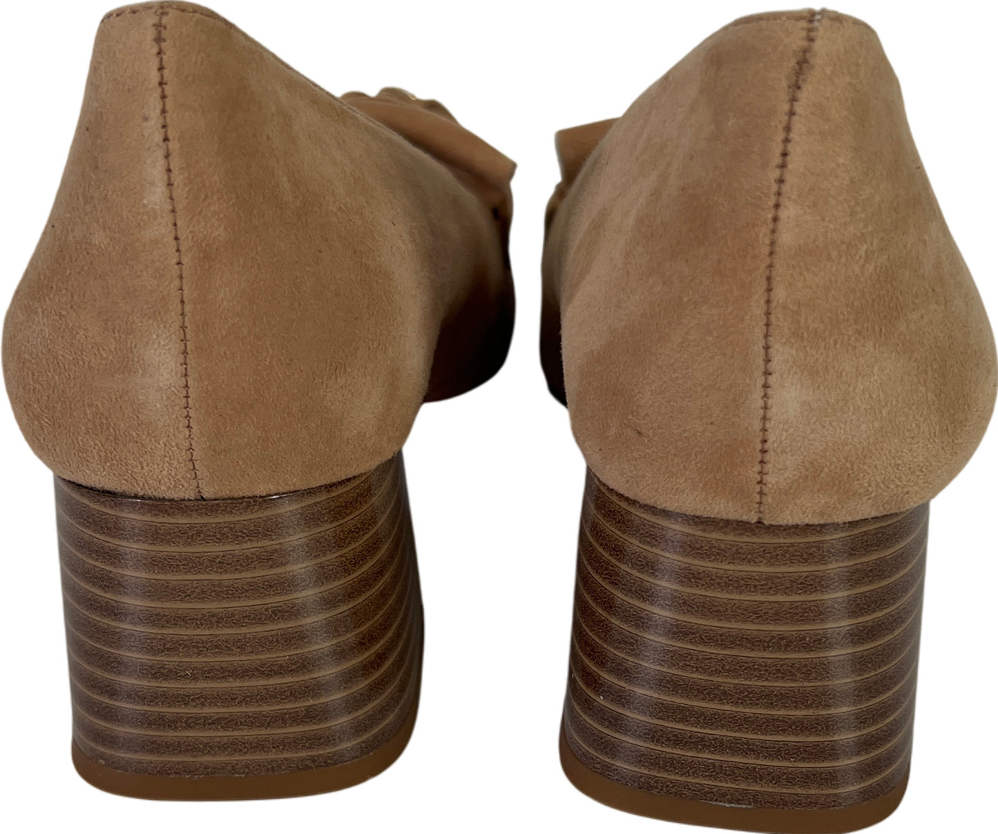 Enzo Angioini Women&#39;s Beige Fringe Block Heels - 7