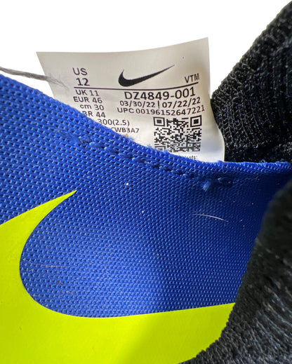 Nike Men’s Black/Blue React Phantom Run Flyknit Slip On Running Shoes - 12