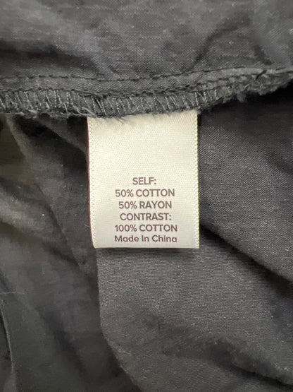 Evereve Women’s Black Short Sleeve Crochet Back Button Up Blouse - L