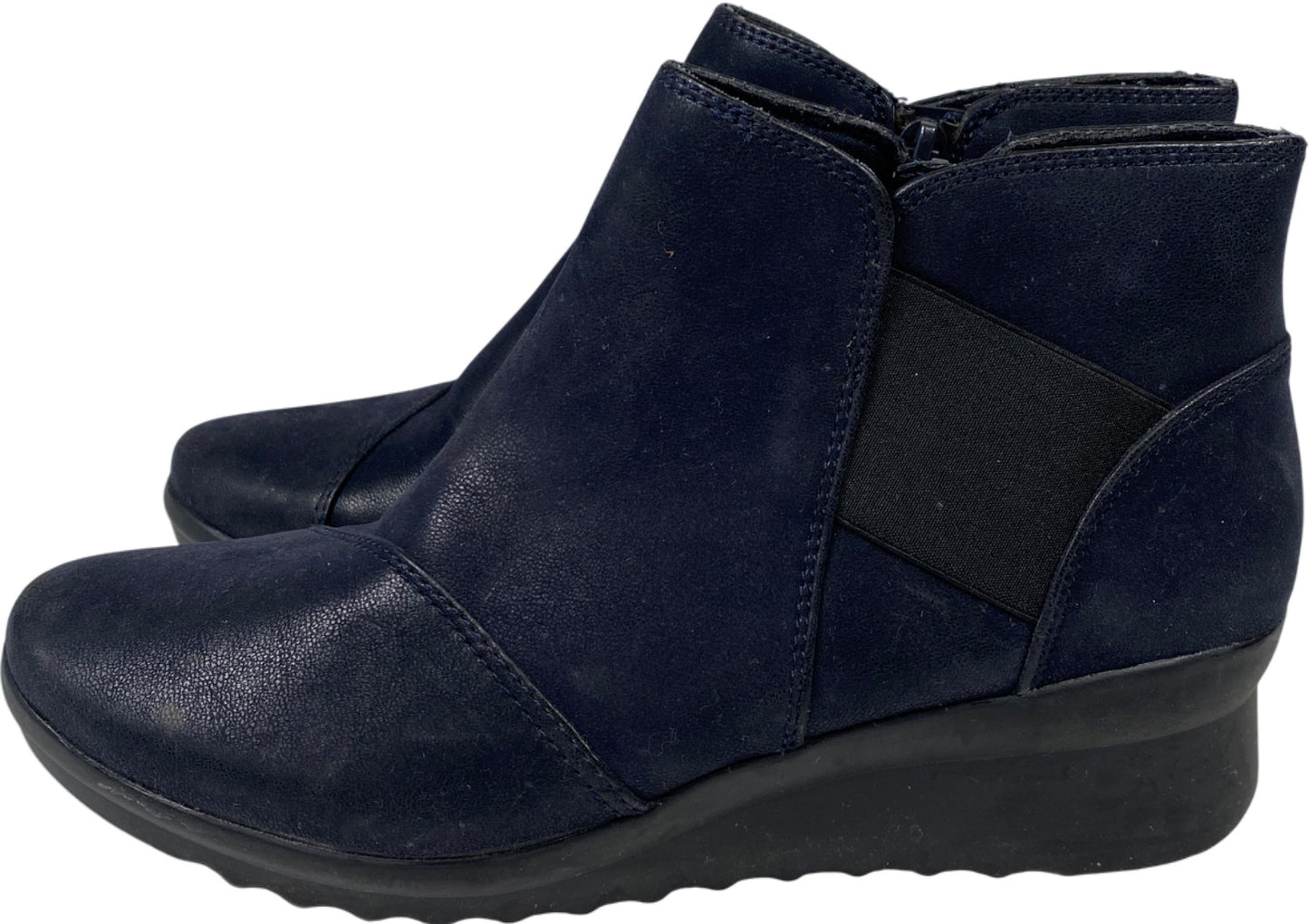 Clarks Cloudsteppers Women’s Blue Caddell Tropic Wedge Booties - 8