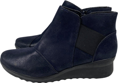 Clarks Cloudsteppers Women’s Blue Caddell Tropic Wedge Booties - 8