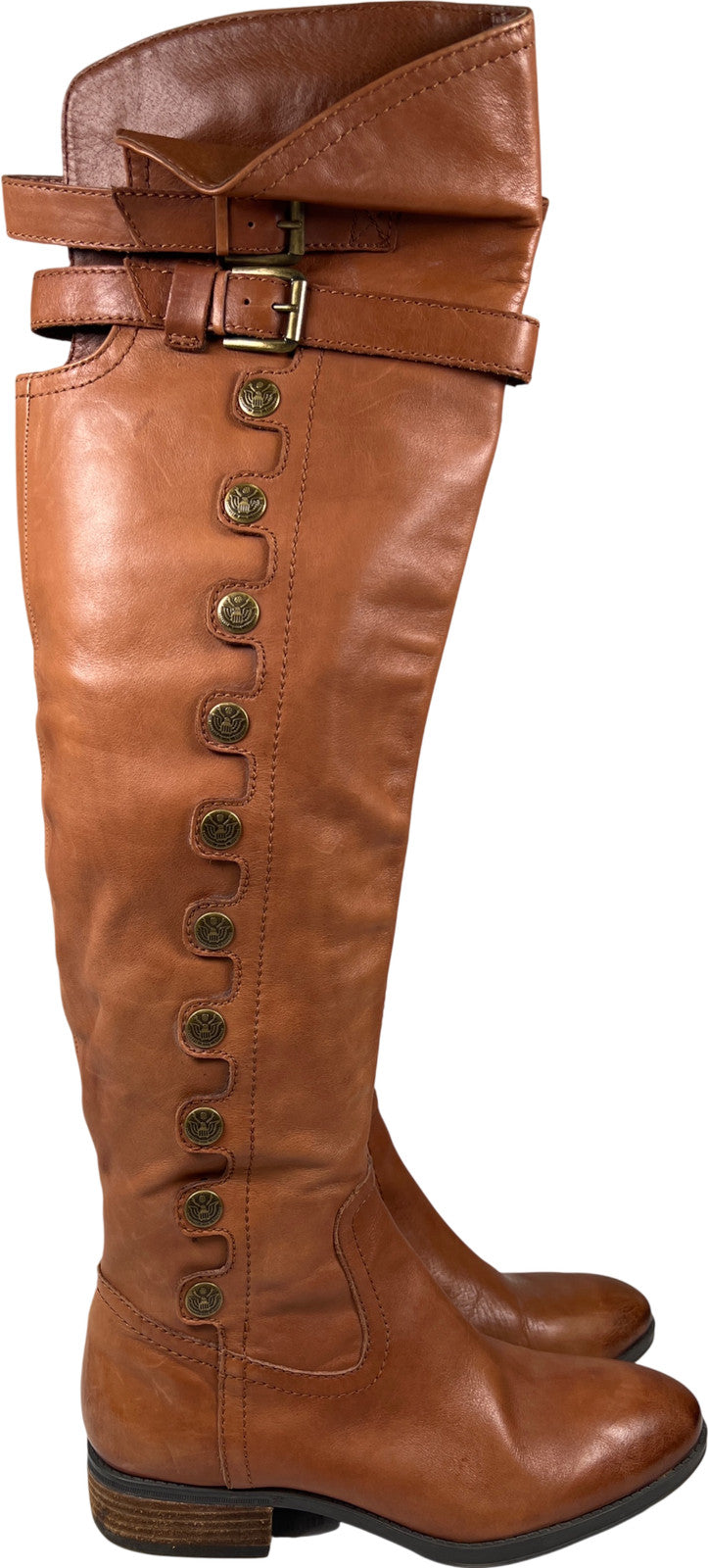 Sam Edelman Women’s Brown Leather Pierce Over The Knee Boots - 8.5