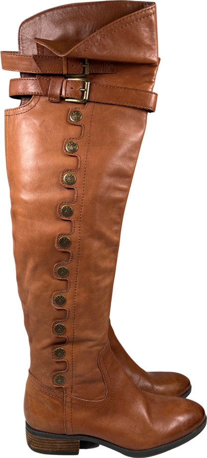 Sam Edelman Women’s Brown Leather Pierce Over The Knee Boots - 8.5