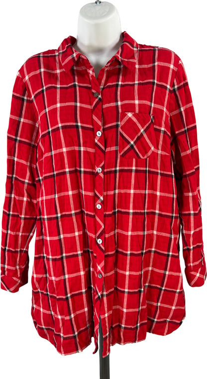 J.Jill Women’s Red Plaid Long Sleeve Button Up Shirt - L Petite