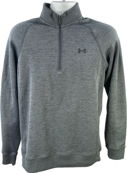 Under Armour Men’s Gray/Blue Fleece Lined 1/4 Zip ColdGear Pullover Sweater - M