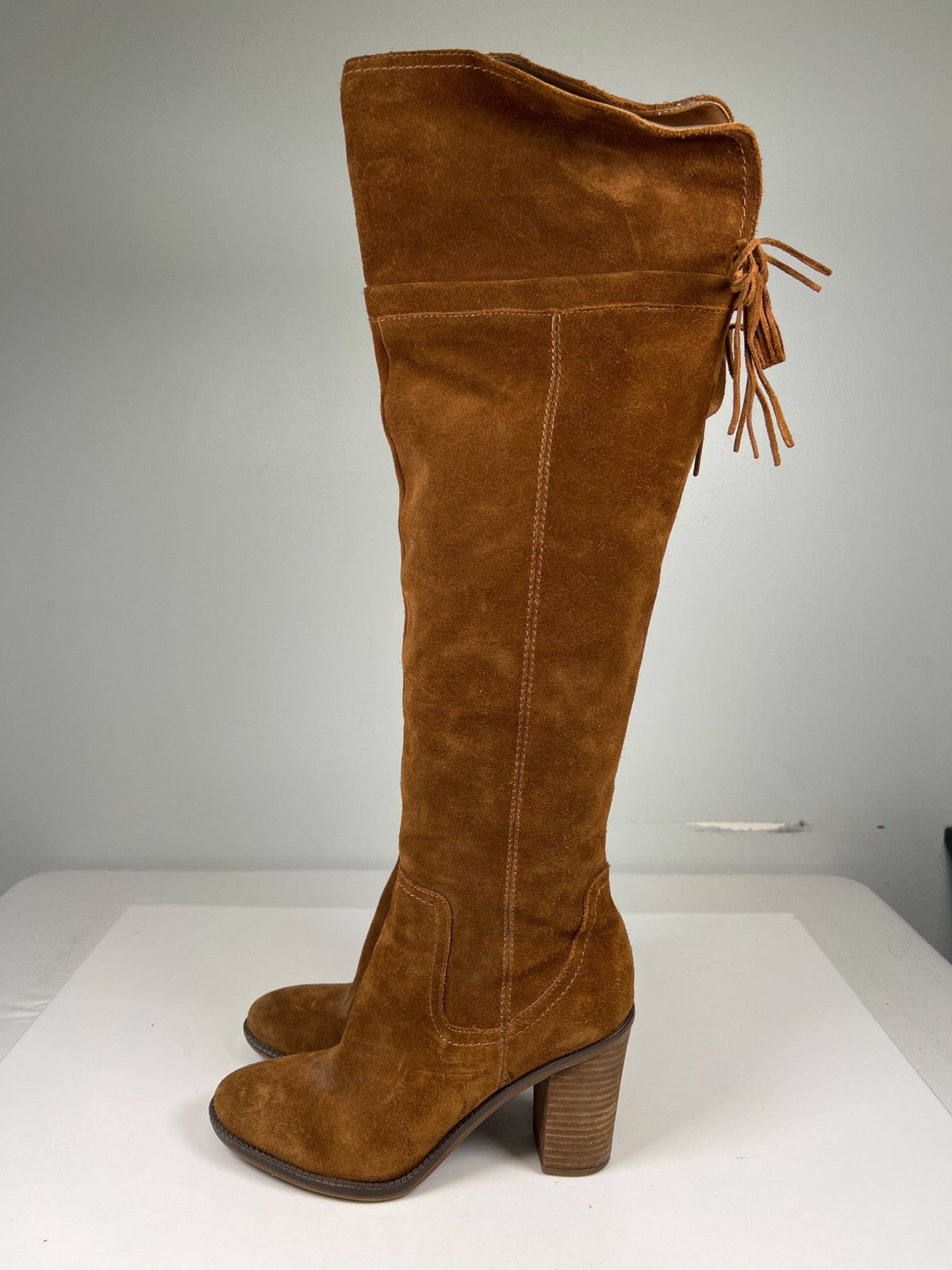 Franco Sarto Women’s Brown Suede Elnora Over The Knee Heeled Boots - 8.5