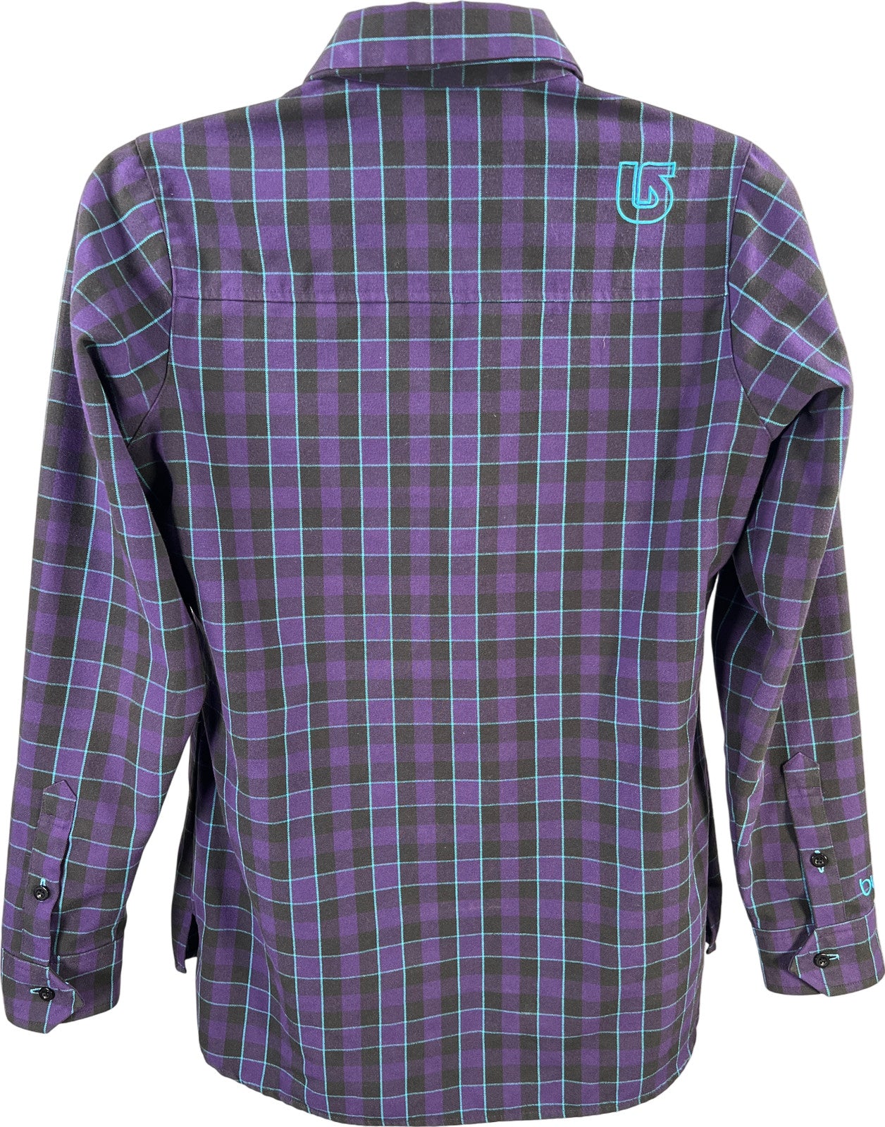 Burton Men’s Purple/Black Plaid Long Sleeve Button Up Shirt - M