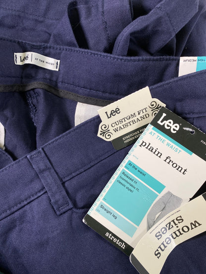 Lee Women’s Navy Blue Plain Front Straight Leg Pants - 16 Plus