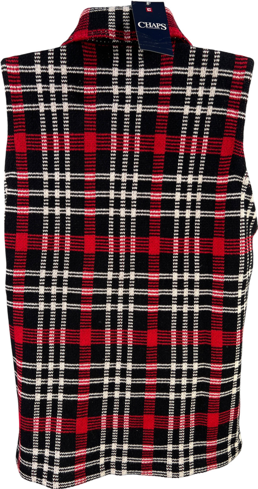 Chaps Women’s Red/Black Holiday Plaid Sleeveless Full Zip Sweater Vest - L