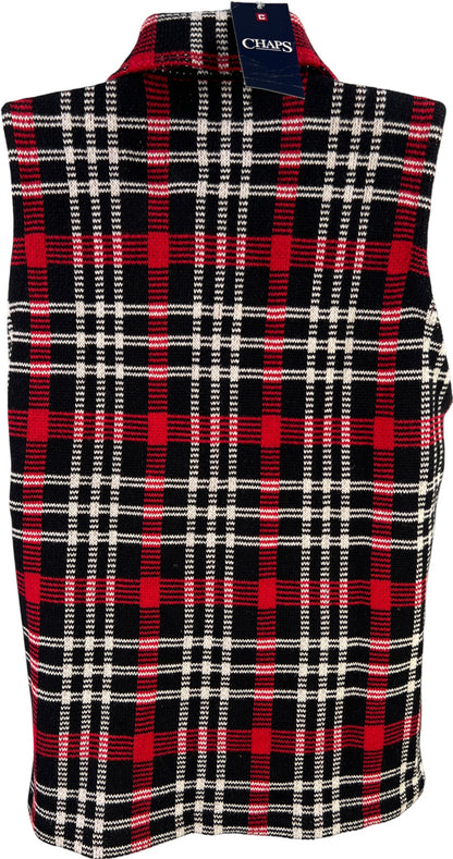 Chaps Women’s Red/Black Holiday Plaid Sleeveless Full Zip Sweater Vest - L