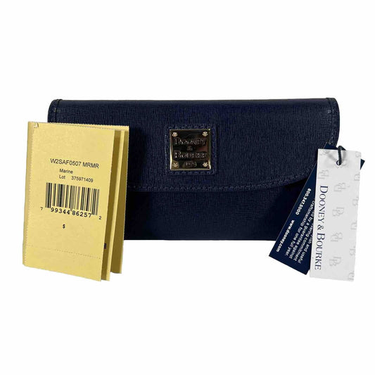 NEW Dooney and Bourke Navy Blue Saffiano Leather Continental Wallet