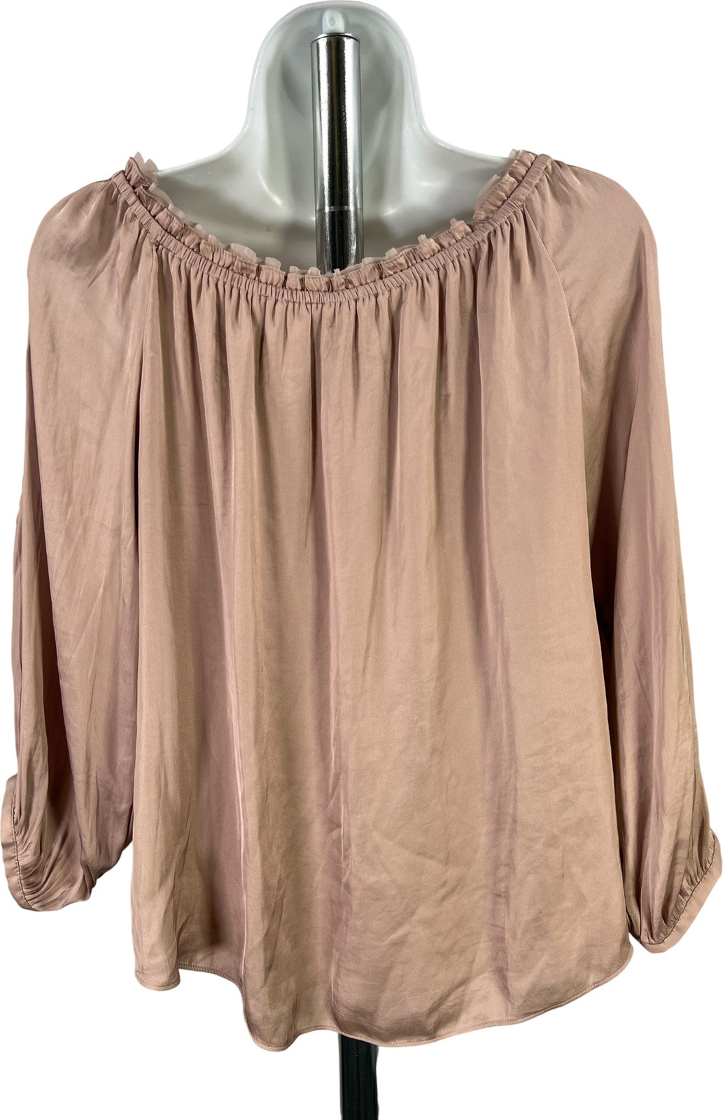 White House Black Market Women’s Beige/Purple Embroidered 3/4 Sleeve Blouse - S