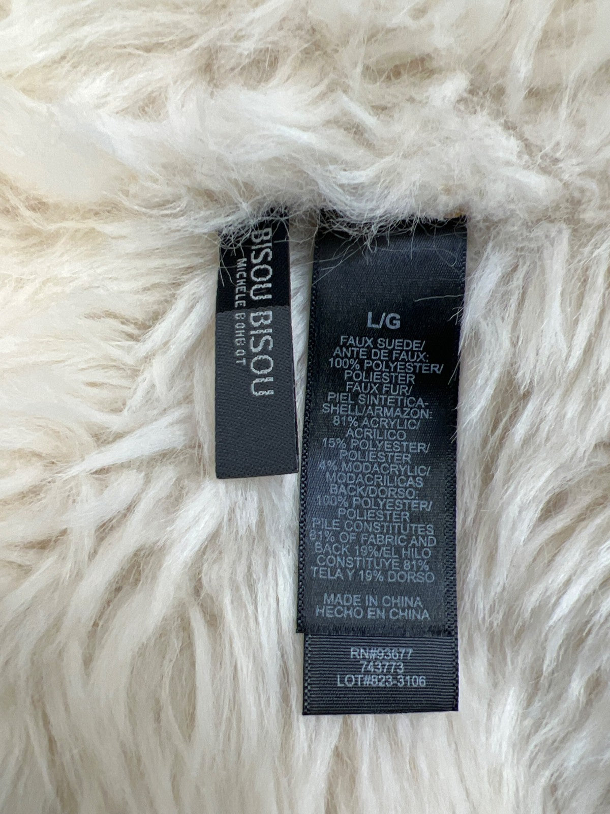 Bisou Bisou Women’s Ivory Faux Leather/Hair Reversible Vest - L