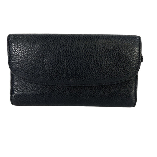 Coach Black Pebbled Leather Snap Trifold Large Wallet