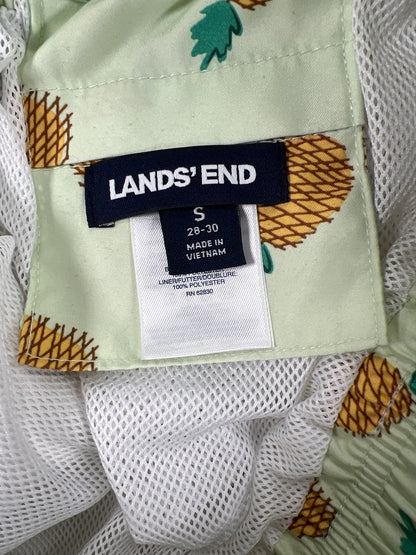 Lands End Men’s Yellow/Green Pineapple Mesh Lined Swim Trunks - S