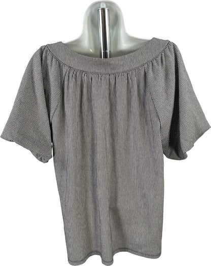 Ann Taylor Women’s Black/White Striped Short Puff Sleeve Blouse - S