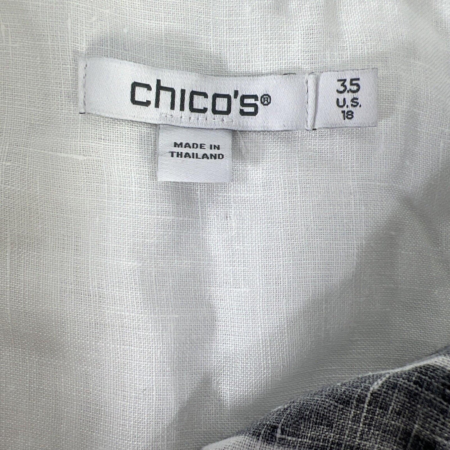 Chico's Women's White 3/4 Sleeve 100% Linen Top - 3.5/US 18