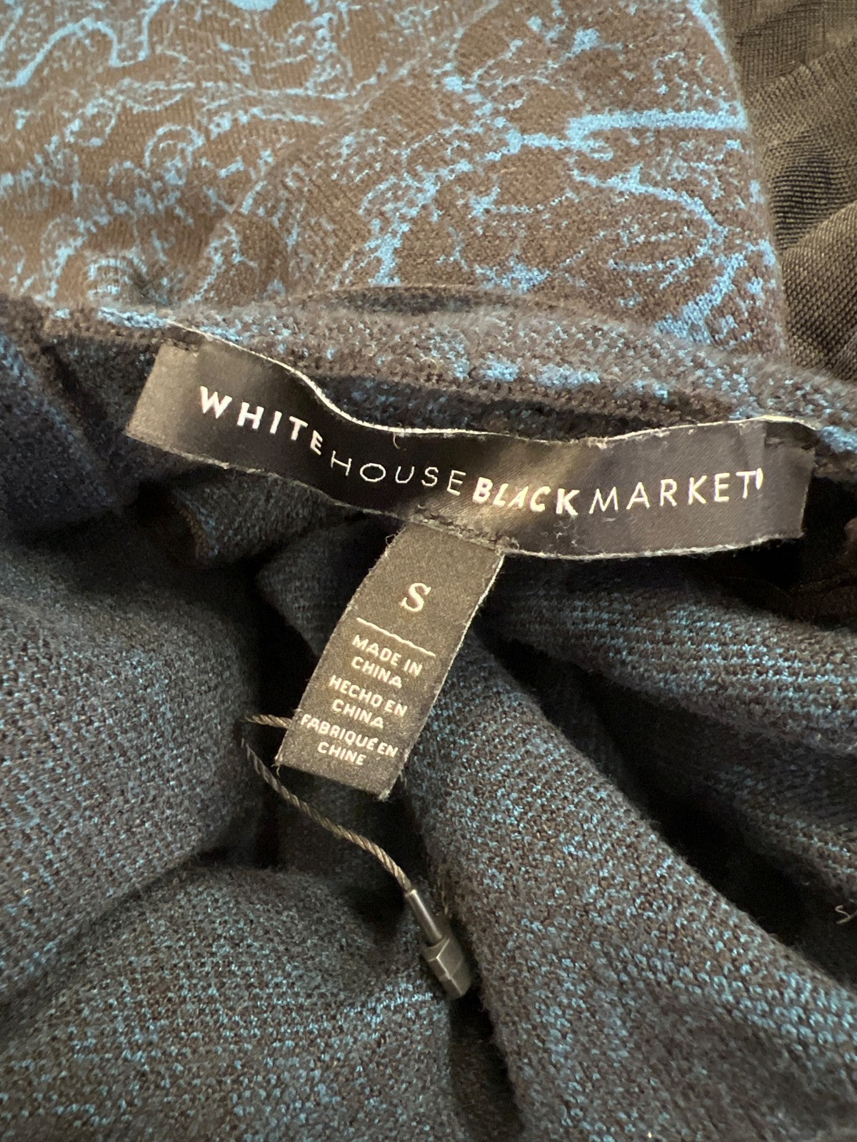 White House Black Market Women’s Black/Blue Long Mesh Sleeve Sweater Dress - S