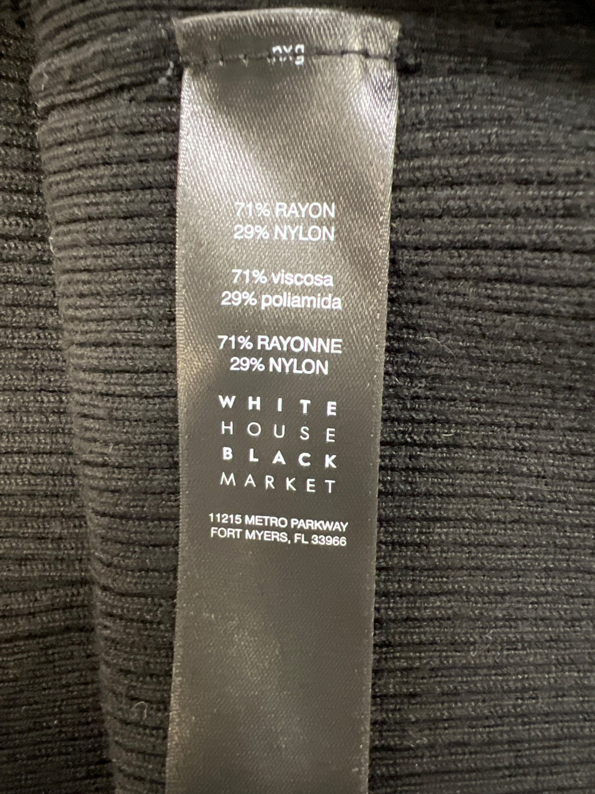 White House Black Market Women’s Black Long Sleeve Ribbed Sweater - M