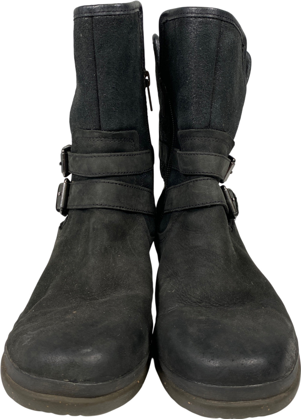UGG Women’s Black Suede Simmons Shearling Lined Short Mid Calf Boots - 8
