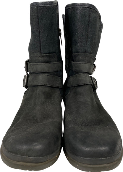 UGG Women’s Black Suede Simmons Shearling Lined Short Mid Calf Boots - 8