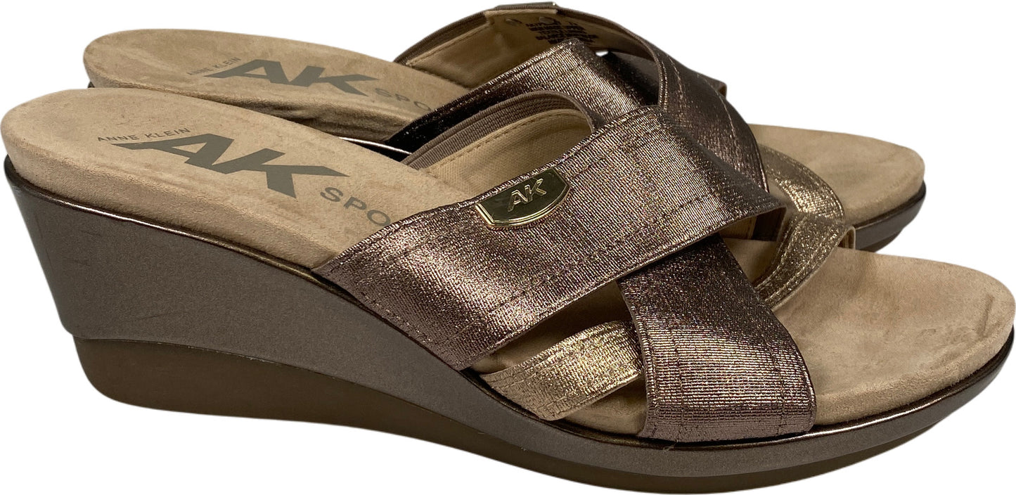 Anne Klein Women’s Bronze Metallic Peggy Wedge Sandals - 7