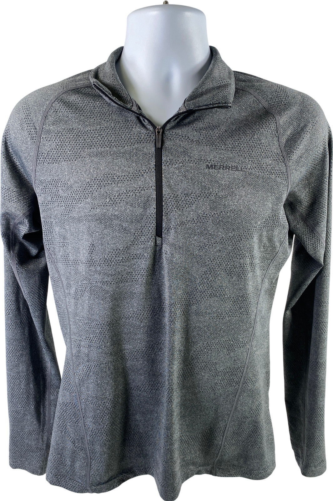 Merrell Men’s Gray Vented Long Sleeve 1/4 Zip Pullover Athletic Shirt - S