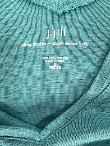 J.Jill Women's Blue Double V 1/2 Sleeve Tunic T-Shirt - S Petite
