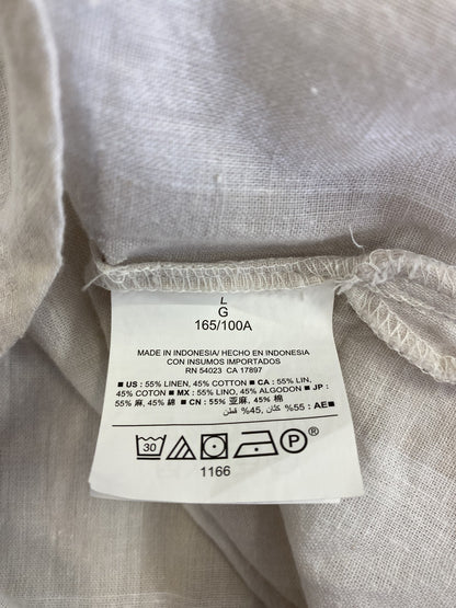 Old Navy Women’s Beige/Ivory Plaid Linen Tunic Blouse - L