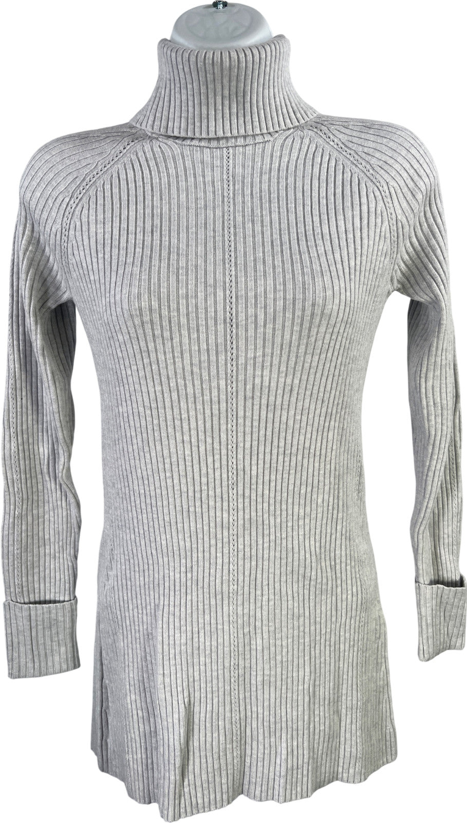 White House Black Market Women’s Blue Turtleneck Pointelle Tunic Sweater - XS