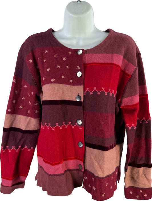 J.Jill Women’s Red Wool Long Sleeve Button Up Cardigan Sweater - S