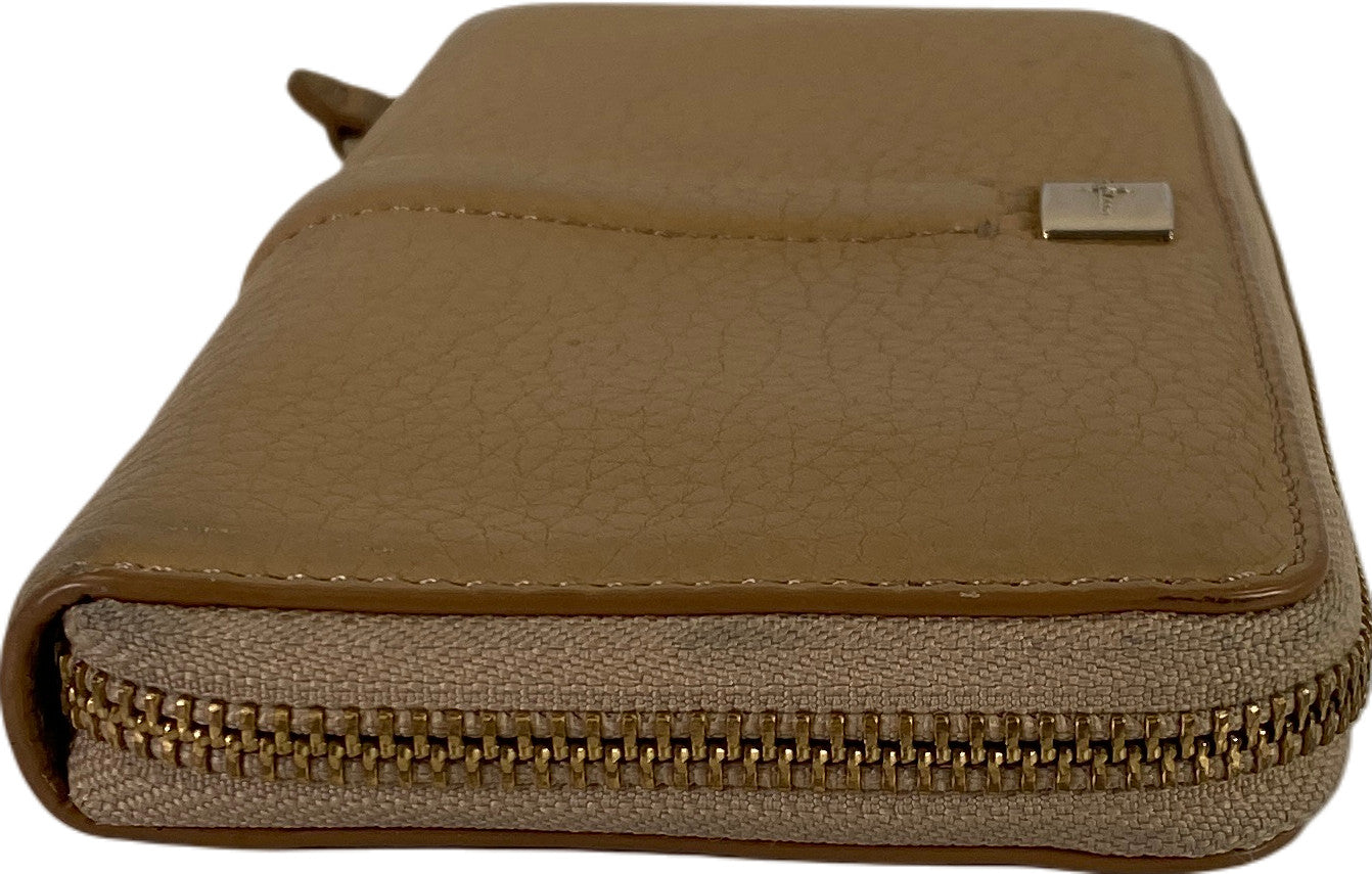 Cole Haan Women’s Beige Pebbled Leather Zip Around Wallet