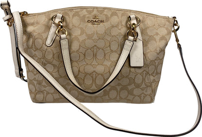 Coach Women’s Beige Signature Canvas Zip Close Crossbody Hand Bag Purse
