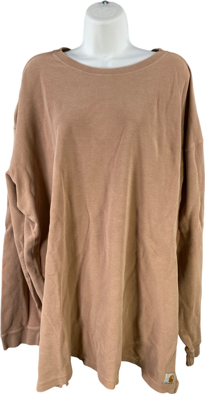 Carhartt Women’s Beige Waffle Knit Long Sleeve Shirt - 2XL
