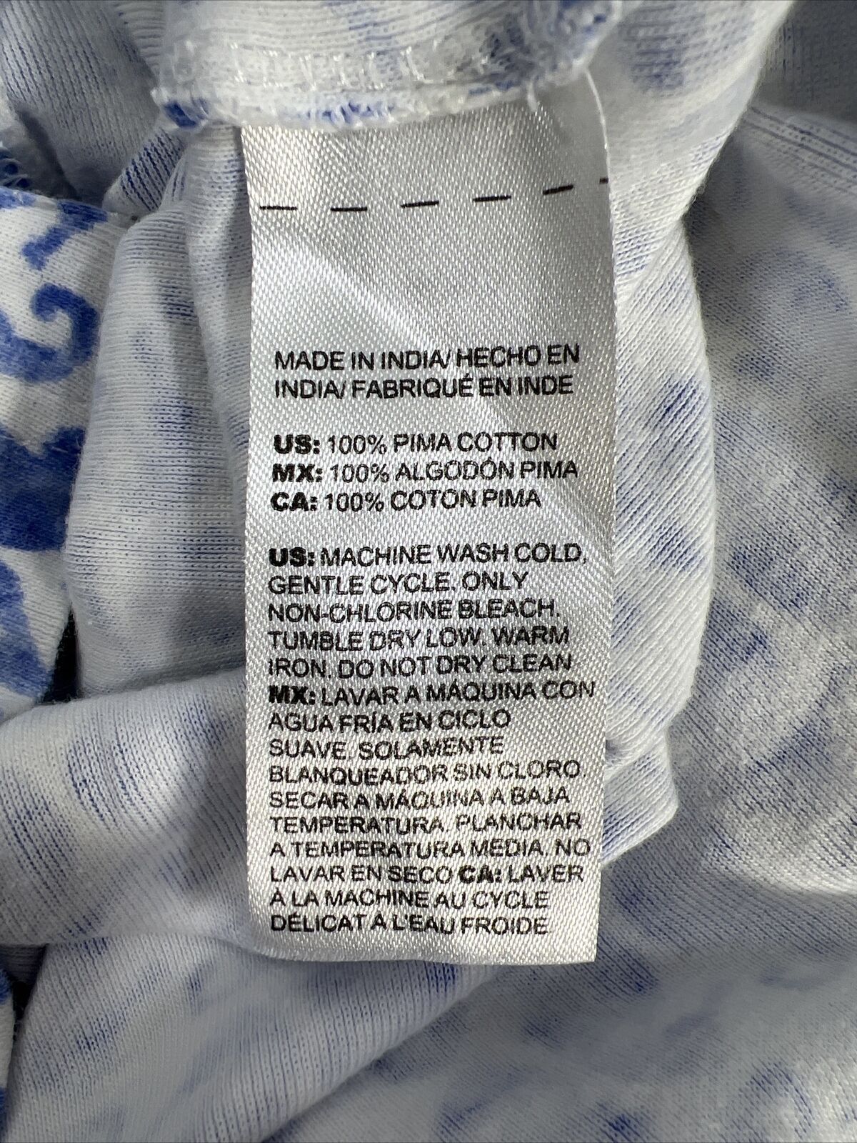 Chico's Camiseta de manga corta con diseño de caballito de mar azul/blanco para mujer - 2/US L