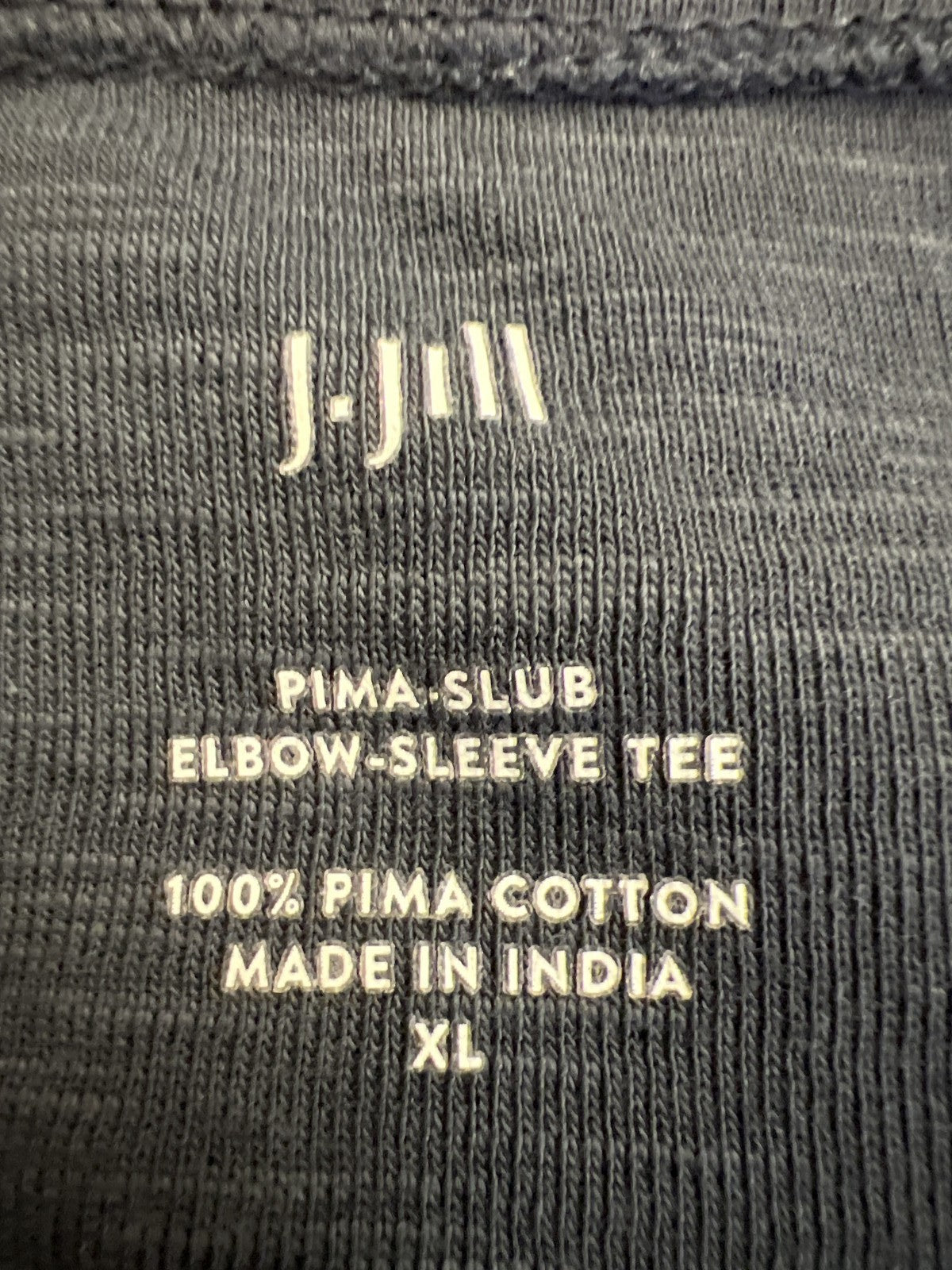 J.Jill Women’s Blue Pima Slub Cotton Elbow Sleeve T-Shirt - XL