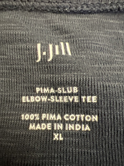 J.Jill Women’s Blue Pima Slub Cotton Elbow Sleeve T-Shirt - XL