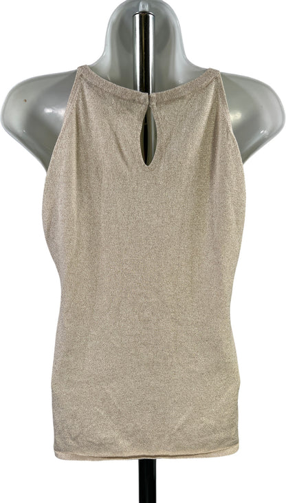 White House Black Market Women’s Ivory/Beige Metallic Tank Top - S
